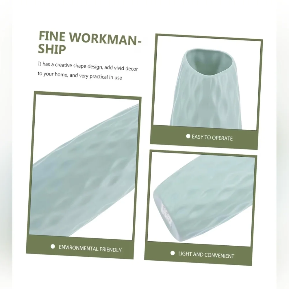 Nordic Style Plastic Vase In Sage Green BNIB